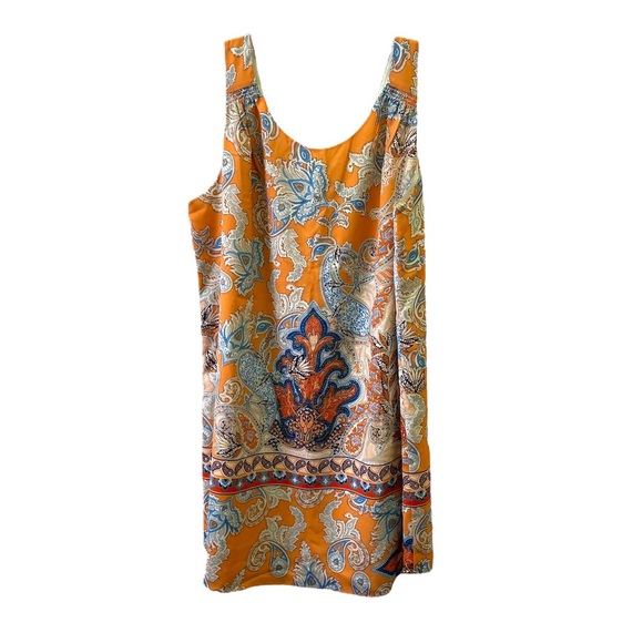 Lila Rose Orange Paisley Print Shift Dress Size 12 - Picture 4 of 10